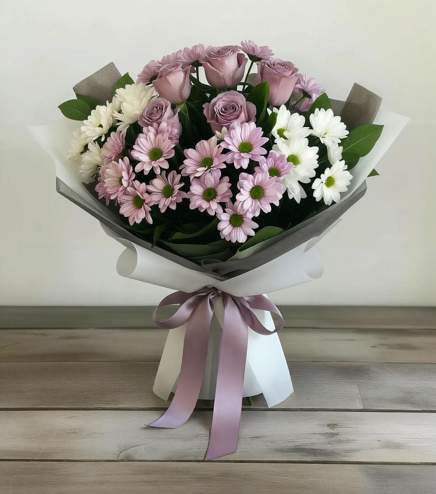 Букет цветов из: Хризантемы и Розы в Краснохолм