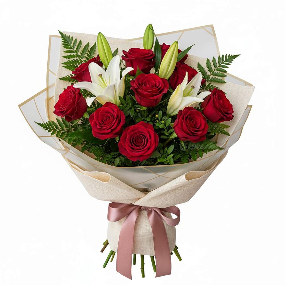 Букет цветов из: Лилии и Розы в Краснохолм
