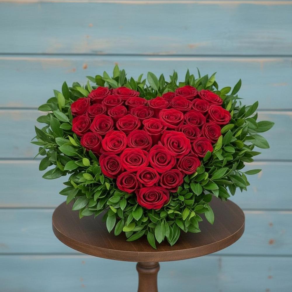 Цветочная композиция из Розы в виде сердца в Краснохолм