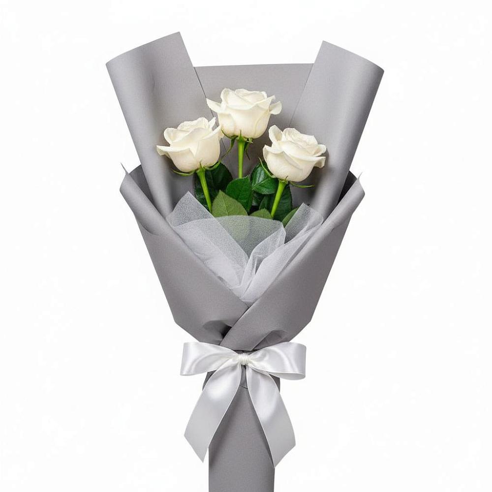 Букет 3 белые розы в Краснохолм