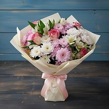 Букет цветов из:  Хризантемы, Альстромерии и Розы #REPLACE_PRED# Краснохолм