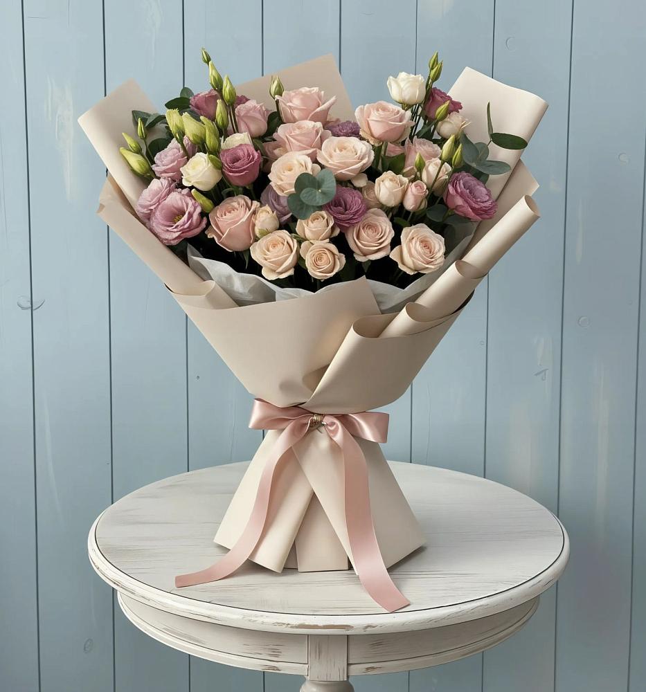 Букет цветов из: Розы и Лизиантусы в Краснохолм