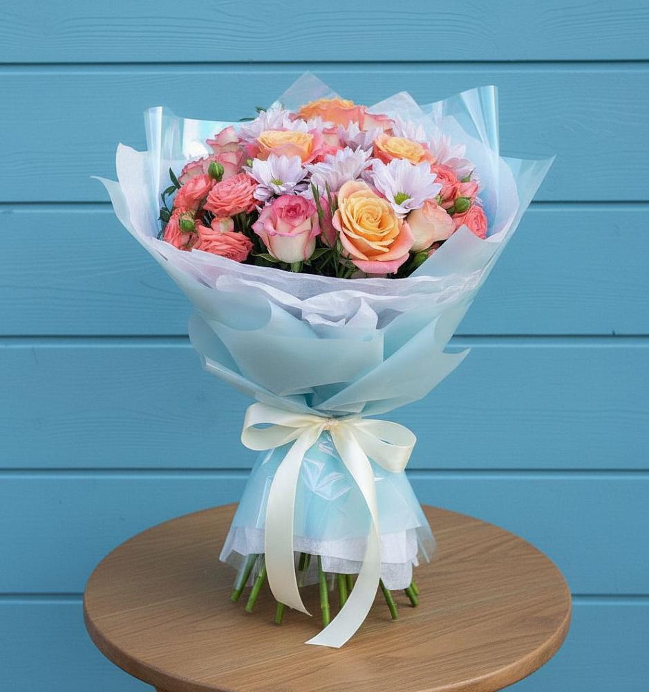 Букет цветов из: Хризантемы и Розы в Краснохолм