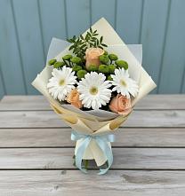 Букет цветов из:  Герберы, Розы и Хризантемы #REPLACE_PRED# Краснохолм
