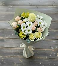 Букет цветов из:  Альстромерии, Розы и Хризантемы в Краснохолм