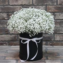 Цветочная композиция из Гипсофила в шляпной коробке в Краснохолм